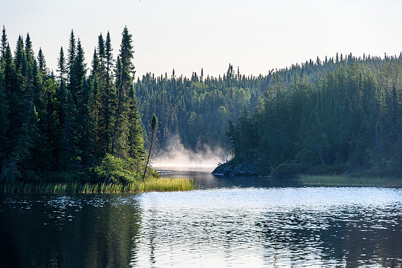 Early morning mists on Minuhik Lake.