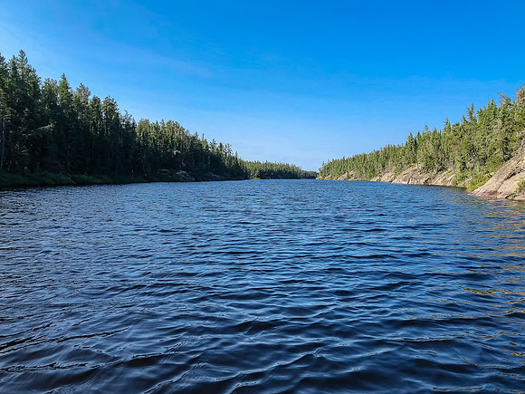 The long channel leading back south towards Bell Lake.