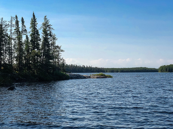 Paddling across the north end of Bell Lake.
