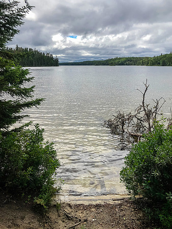 Looking back at Hatchet Lake from the portage to Peterson Lake.