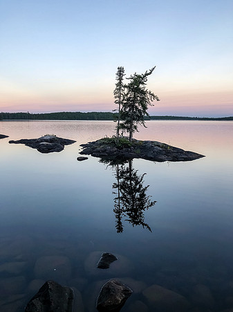 Morning from camp on Telescope Lake.