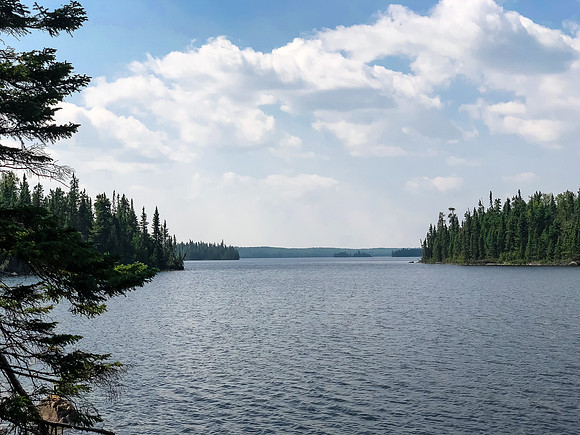 Embryo Lake from the end of the portage from Upper Hatchet Lake.