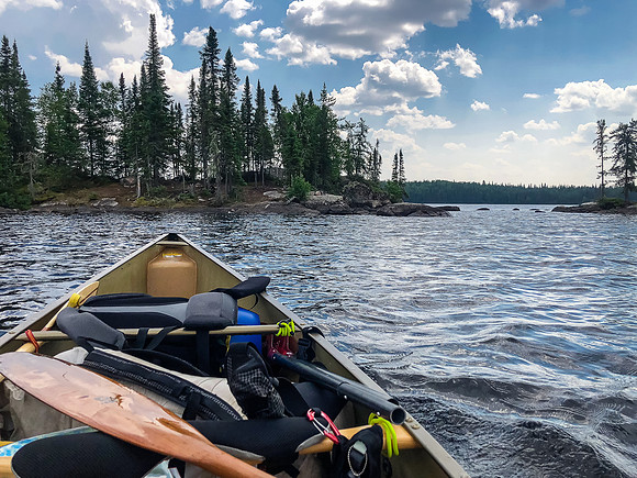 Paddling Telescope Lake - my campsite just ahead here.