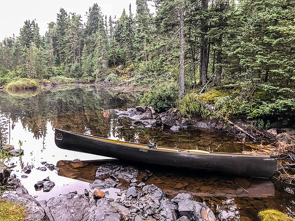 The 30m portage on Douglas Creek.