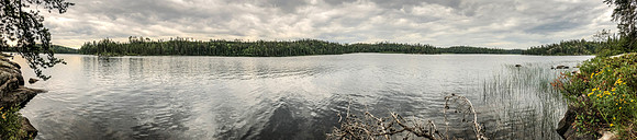 Looking out at the gloomy sky from the Onnie Lake camp.