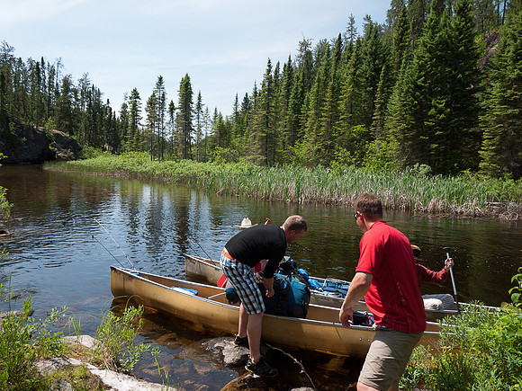 Getting ready for the portage into Wrist Lake.