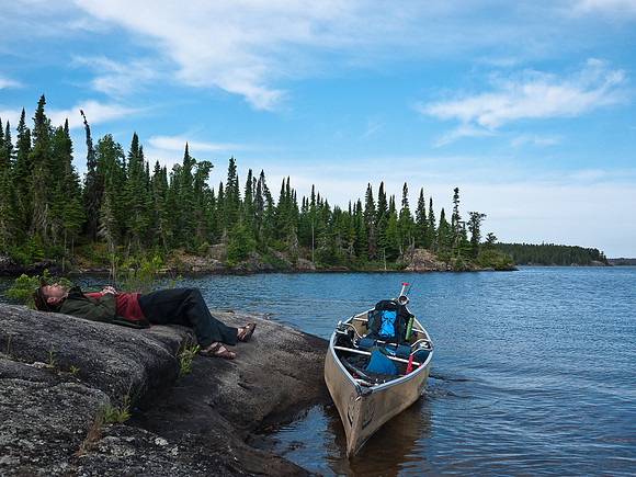 Hentie naps after getting up at 05:00 to bag his first Lake Trout.