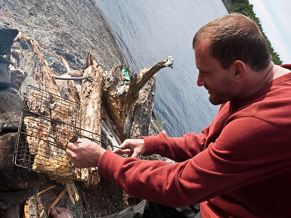 Hentie cooked up the pike over the fire.