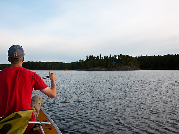 Out paddling. Rod and I caught a bunch of pike on our last evening in WCPP.