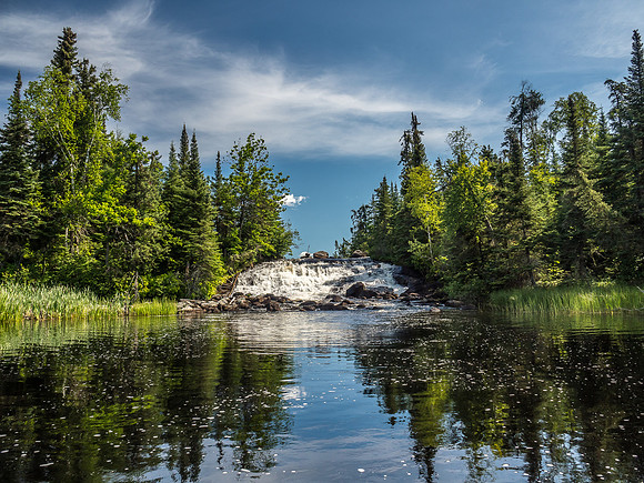 A lovely waterfall that the 60m portage between Telescope and Optic goes around (left hand side of photo).