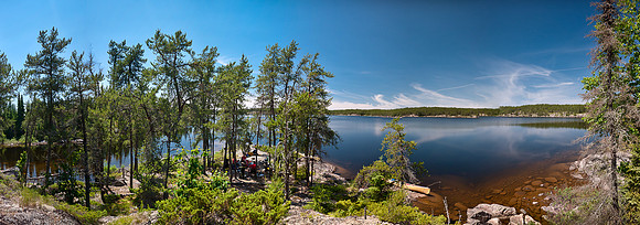 From a rock near our tents I am looking down on the kitchen and docking area of the site.