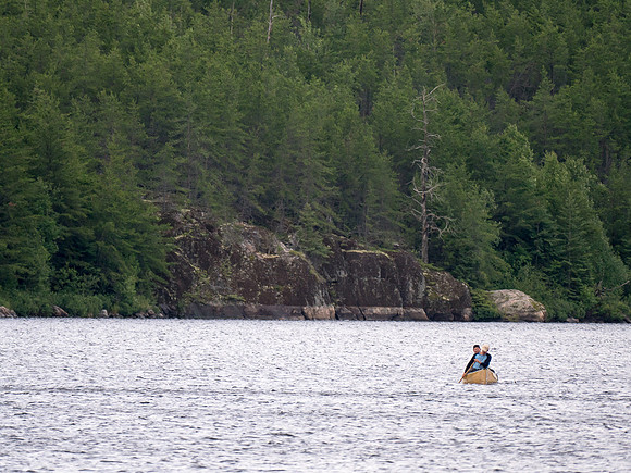 Bill and Harold paddle for camp on Glenn.