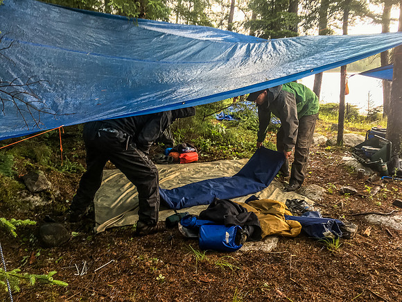 Setting up camp on Glenn Lake.