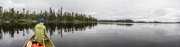 A calm, lovely Haven Lake. Note the toque and fleece Niko is wearing!