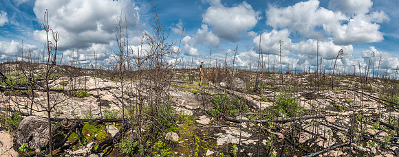Some of the most interesting terrain we portaged through on our trip - the apocalyptic landscape between Wrist and Jigsaw Lake.