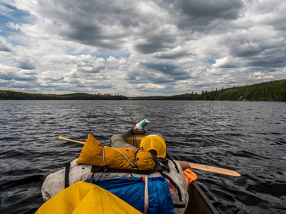 Niko takes a small break before we try to beat the incoming weather on Upper Glenn Lake.