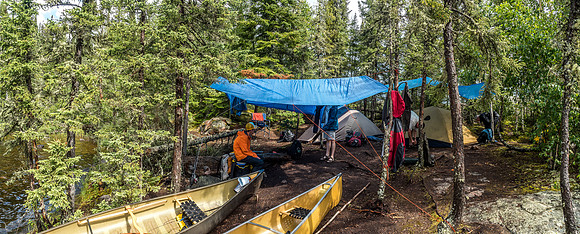 Lots of tarps are key to a good, comfortable camp in rainy / stormy weather.