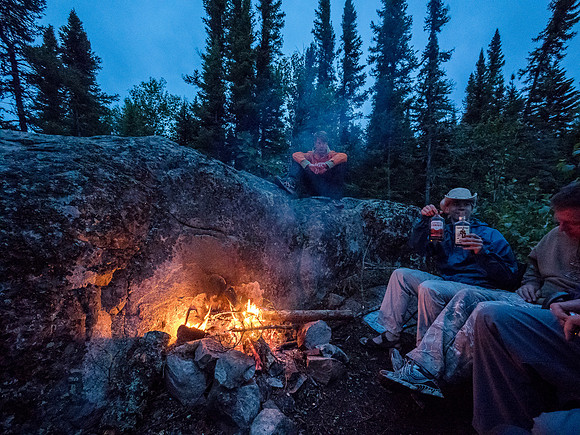 Evening fire on Telescope Lake.