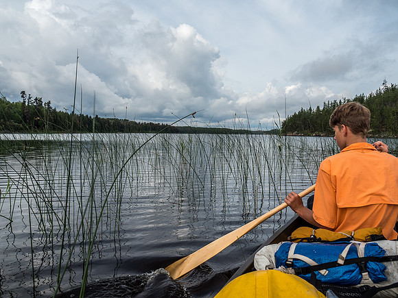 Paddling across the bottom of Rostoul Lake.