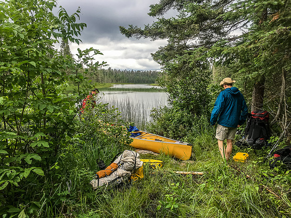 Starting the 60m portage between Optic and Telescope.