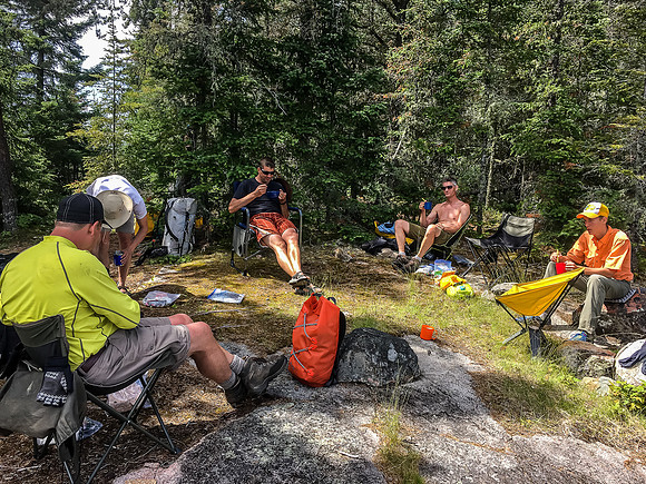Having lunch at our camp on Upper Hatchet - or Caribou - Lake.