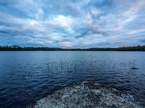 Evening on the Glenn Lake island site.