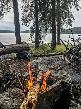 Waiting for the other group near a nice, warm fire.