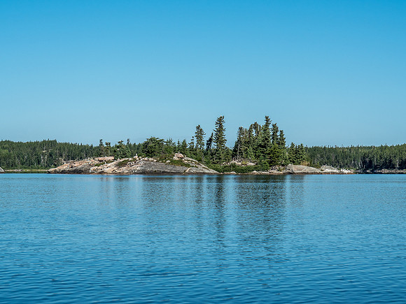 Paddling on glass across Upper Hatchet.
