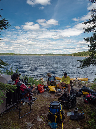Having lunch at our camp on Upper Hatchet - or Caribou - Lake.