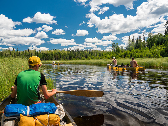Entering the lovely Douglas Creek, heading upstream toward Spider and Onnie Lakes from Douglas Lake.