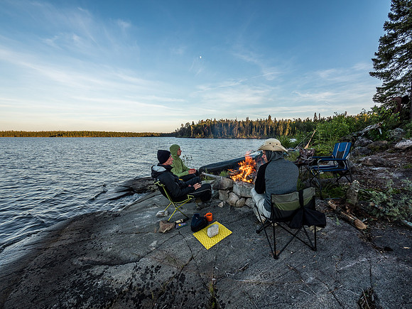 Note the jackets and toques! It's a cool evening on Upper Hatchet and another gorgeous sunset.
