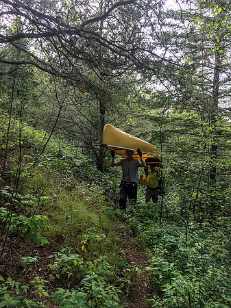 Bill and Harold on the 200m portage out of Telescope towards Lac Lammont.