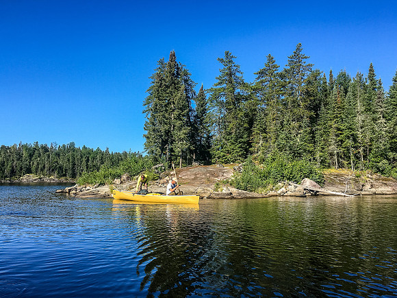 Harold and Bill leave camp on Upper Hatchet.