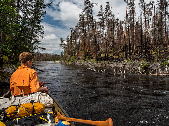 Fishing the chute into Hansen Lake.