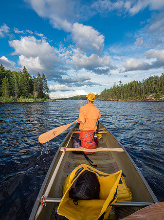 Paddling around the southern end of Rostoul Lake.