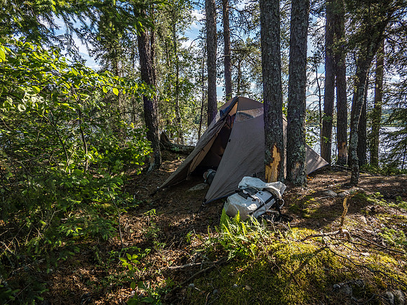 Our camp on Onnie was on a pretty small island but worked well for one tent.