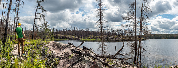Wrist Lake and the end of the 825m portage from Jigsaw to Wrist as we start back to pick up the canoe.