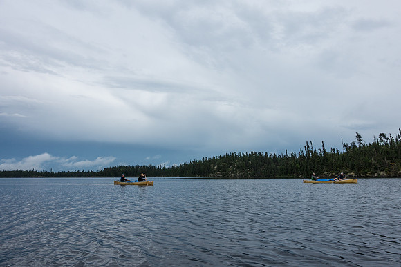 Back in the boats with the t-storm just passed over us. At least the lake is calm again.