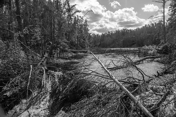 Another messy ending to a portage - this is the "rock flake portage".