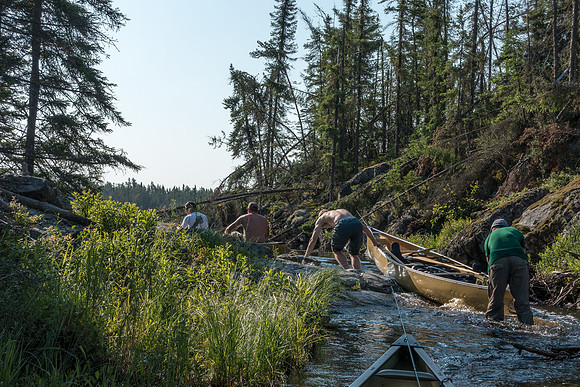 A familiar, short portage along Leano Creek.