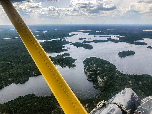 Haven Lake comes into view - our destination for this evening. But we'll fly one lake further west first - Adventure Lake.