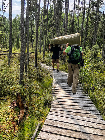 The final portage to the road.