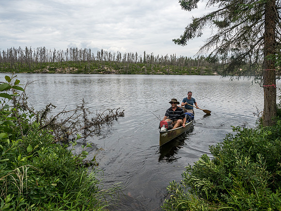 Approaching the portage out of Adventure towards Haven Lake.