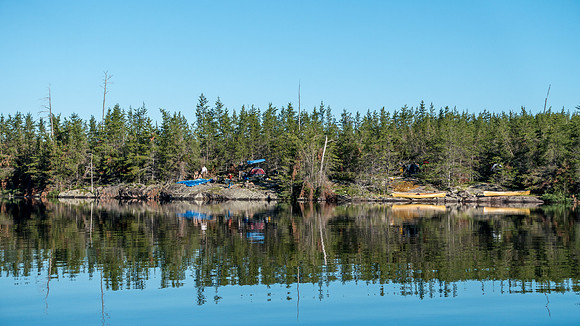 Hentie and I were ready a bit early, so we started fishing while the others cleaned up camp. Note that Rod and Tim's tent is still up! Slow pokes.