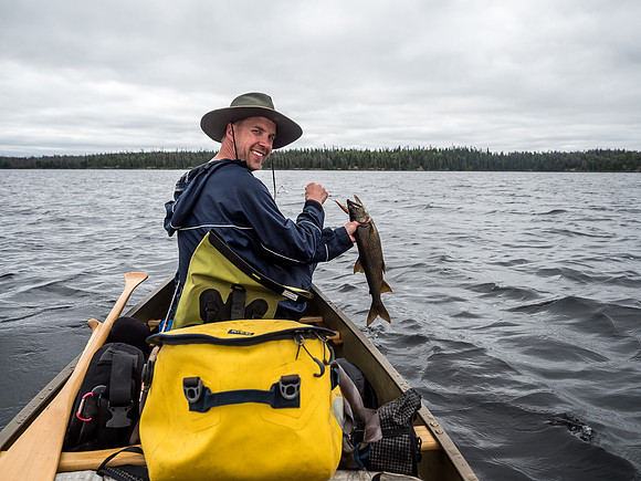 Despite the weather not being ideal for it, Rod and I trolled our Rapala's through Wrist Lake and Rod was rewarded with two beauties.