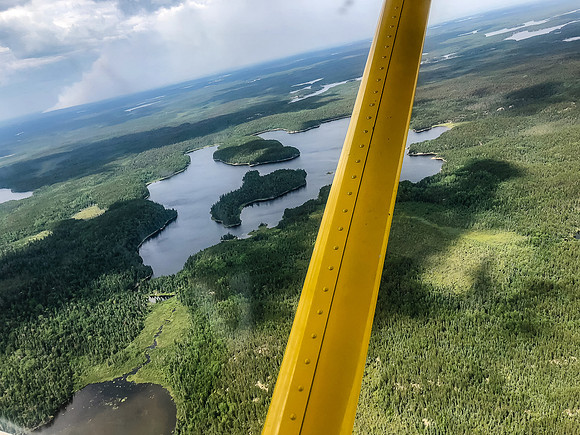 Anchor Lake is just north of Embryo. Note the Domain Lake fire in the distance at upper left.