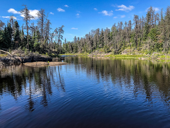 The sky has completely cleared and we are enjoying a perfect afternoon in WCPP on our way to Beck's Lake.