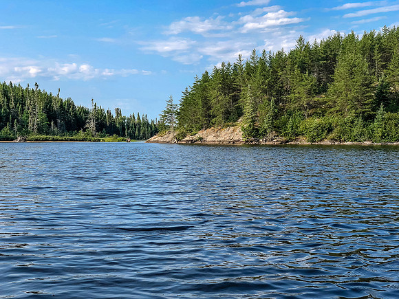 Paddling out of Optic Lake.