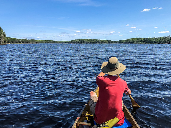 Glenn Lake is quite large - especially the east-west top portion of it. Thankfully, we managed to time the wind right and blew down most of it.