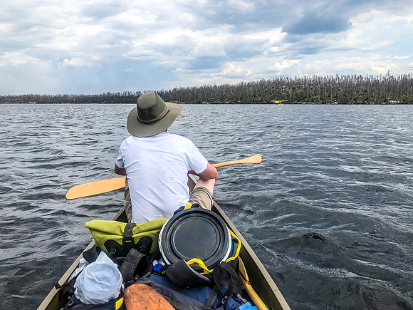 In Adventure Lake waiting for the plane to take off again.